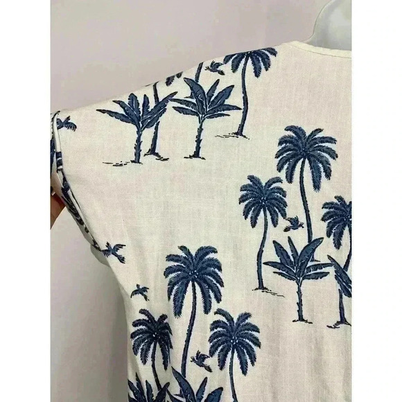 Desmond & Dempsey X H&M Linen Blend Dress XS Blue Trees White NO BELT - Picture 11 of 13